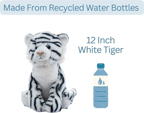 Miniatura 7 de The Petting Zoo Peluche de tigre blanco, regalos para niños, animales del zoológico Wild Onez, juguete de peluche de tigre blanco de 12 pulgadas