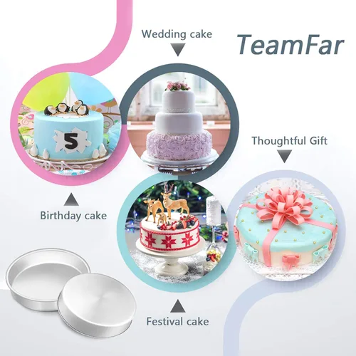 Miniatura 4 de TeamFar Molde para pasteles de 8 pulgadas, moldes redondos de acero inoxidable con tapas, saludable y resistente, apto para lavavajillas y fácil