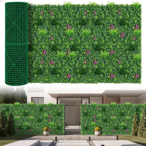 Miniatura 8 de Yangrass Paneles de Pared de Césped, 40"x120" (33.33 pies cuadrados) Rollo de Seto de Boj Artificial Pantalla de Privacidad, Decoración de Pared