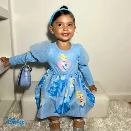 Miniatura 2 de Disney Princess Baby Toddler Girl Flutter Long Sleeves Tulle Dress Birthday Costume Outfit