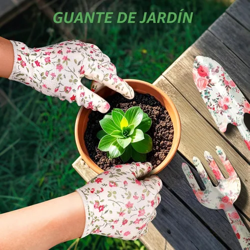 Miniatura 6 de Regalos de jardinería para mujeres, suministros de jardinería, herramientas de jardín con tenedor de mano, pala, guantes, delantal, para mamá