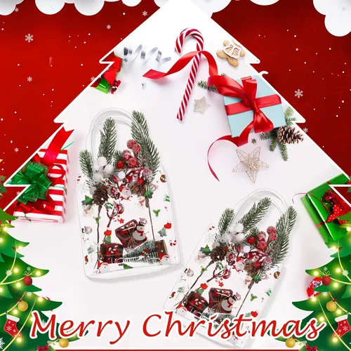 Miniatura 5 de Silkfly 50 bolsas de regalo transparentes de Navidad con asa, de plástico, reutilizables, de PVC, para compras, bodas, fiestas de cumpleaños