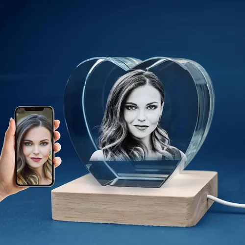 3D LovePix Foto de cristal 3D personalizada, base de luz multicolor y caja de regalo incluida, foto personalizada de cristal grabado con láser 3D