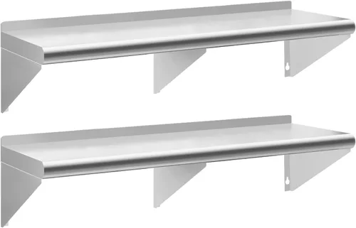 Miniatura 29 de Estante de acero inoxidable de 12 x 36 pulgadas, estantes de acero inoxidable comerciales de 300 libras para montaje en pared, estantes de metal 1
