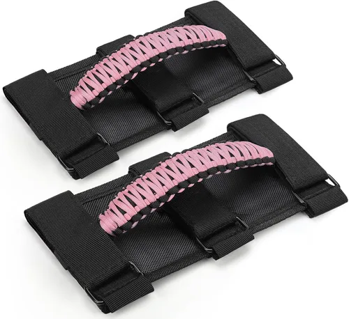 Miniatura 14 de moveland Paquete de 2 asas de agarre de barra antivuelco, asas de agarre de paracord negro para Jeep Wrangler JL, JK, TJ, YJ y Jeep Gladiator
