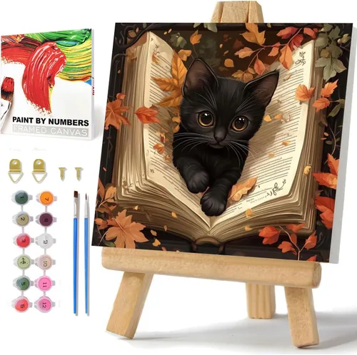 hkejoi Kit de pintura por números para niños, kits de pintura por números de 8 a 12 años de edad enmarcado y caballete, pintura por números,