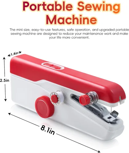 Miniatura 7 de Nueva máquina de coser portátil de mano, máquina de coser a mano con juego de hilos completo, adecuada para reparación rápida de bricolaje y uso