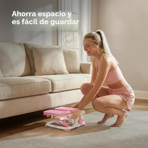 Miniatura 5 de Sunny Health & Fitness Mini Steppers with Digital Monitor and Resistance Bands, Compact Low-Impact Cardio Machines for Home Workouts Rosa