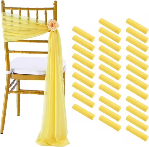 Miniatura 33 de Fanqisi 16 cintas para sillas con cintas de 8 pies de largo, cortinas de tela suave para decoración de bodas, iglesias, sillas, pasillos