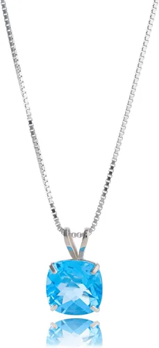 Miniatura 28 de MAX + STONE Cushion Cut Gemstone Necklace 8mm Solitaire Birthstone Necklace for Women Gemstone Pendant Necklaces with 18 inch Box Chain