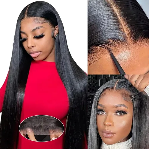 Miniatura 14 de Pelucas de cabello humano lacio de 20 pulgadas con encaje frontal de 13 x 6 pulgadas para mujeres negras, predepiladas con línea capilar natural