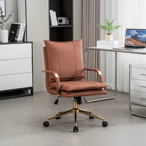 Silla de oficina, cómoda silla de escritorio, silla giratoria de cuero, silla ergonómica para computadora con reposabrazos, silla de escritorio
