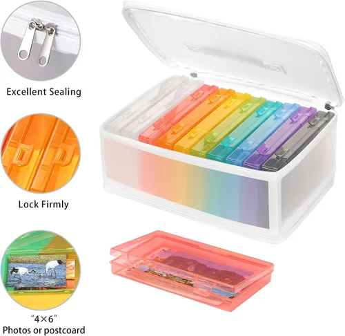 Miniatura 4 de Gbivbe Estuche de almacenamiento de fotos, tamaño 4 x 6, caja grande con capacidad para 1000 fotos, almacenamiento de tarjetas, mango de tarjetas