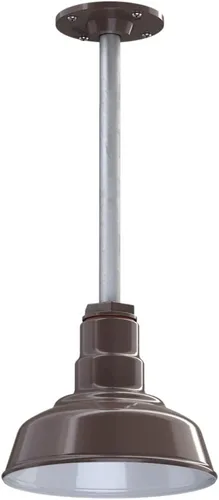 Miniatura 35 de Steel Lighting Co. Inglewood - Lámpara de granero Lámpara montada en el techo Cúpula redonda de 8 pulgadas vástago inclinado de 12 pulgadas