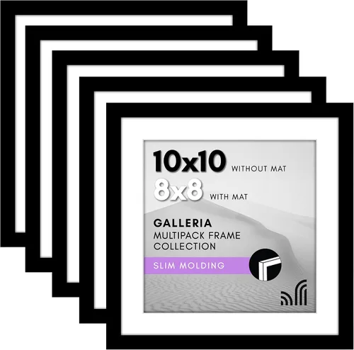 Miniatura 104 de Americanflat Portarretratos de 8 x 10 pulgadas con plexiglás pulido, juego de 5 unidades, para usar como marco de 5 x 7 con paspartú o para fotos