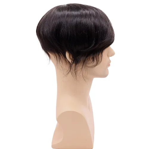 Miniatura 6 de Monofilamento de cabello humano fino para hombre, peluca de monofilamento NPU para hombre, 5 x 7 pulgadas, color marrón oscuro #2