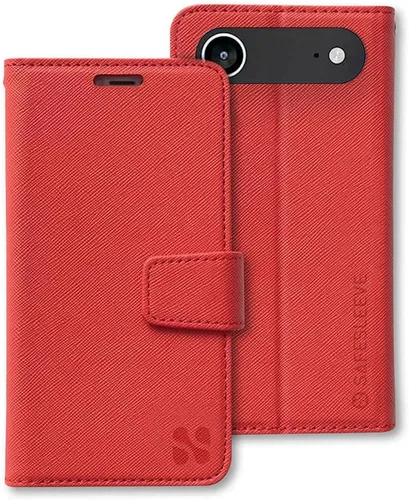 Miniatura 55 de SafeSleeve Funda de piel tipo cartera desmontable para iPhone 14 con bloqueador EMF para teléfono celular con 3 tarjeteros y soporte ajustable