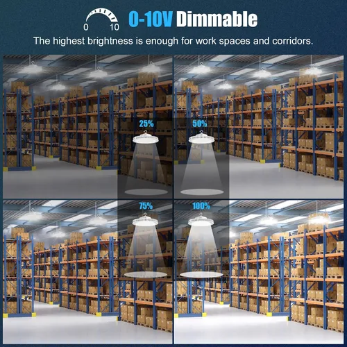 Miniatura 6 de Luz LED de alta bahía de 240W, AC100-277V 33,600LM 0-10V regulable (equivalente a 1200W HID/HPS) UL listado IP65 impermeable 5000K UFO LED luces