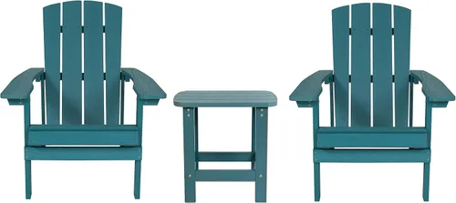 Miniatura 18 de Flash Furniture Sawyer Commercial Adirondack Style - Juego de patio, poliresina negra, resistente a la intemperie