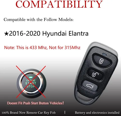 Miniatura 2 de MechanMagic Reemplazo de llavero remoto Compatible con Hyundai Elantra OSLOKA-423T 2016 2017 2018 2019 2020 Control remoto de entrada sin llave