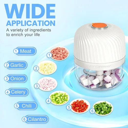 Miniatura 5 de Picador eléctrico de ajo, mini picador portátil de verduras, molinillo de ajo de 8.5 fl oz, triturador de cebolla, licuadora a verduras, procesador
