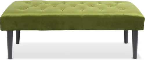 Miniatura 11 de Magshion Banco otomano de terciopelo de 45 pulgadas de longitud con patas de metal, banco de cama auxiliar con patas de metal dorado, banco tapizado