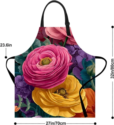 Miniatura 3 de Delantal de cocina para el hogar, cocina, horneado, jardinería, para mujeres y hombres, con 2 bolsillos, impermeable, 32 x 28 pulgadas