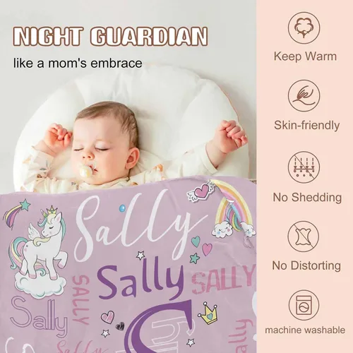 Miniatura 2 de Manta de forro polar personalizada para niños, adolescentes, niños y niñas, bebé, manta con nombre personalizado, manta mágica de arco iris, regalo