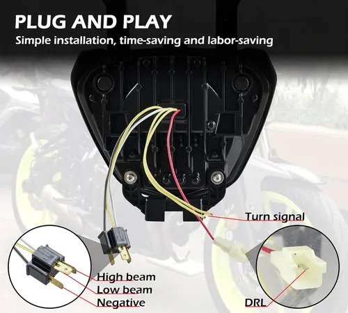 Miniatura 5 de Ensamble de faro LED VEISUTOR para Yamaha MT-07 FZ-07 14-17, faro delantero con haz alto y bajo DRL, luces de señal de giro para accesorios Yamaha