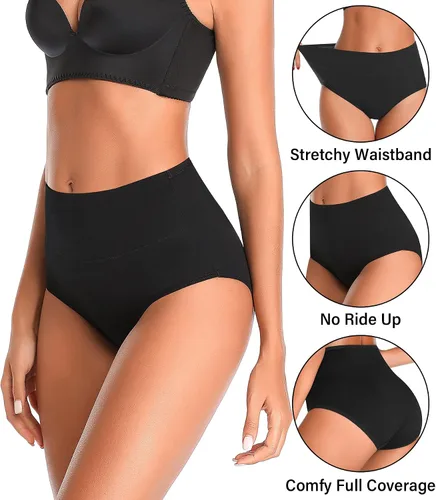 Miniatura 4 de ASIMOON Ropa interior para mujer, ropa interior de algodón, posparto, con control de abdomen, elásticos, transpirables, cobertura completa