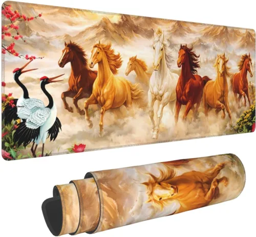 Miniatura 19 de Alfombrilla de mouse extendida para juegos de flor de cerezo japonés, 31.5 x 11.8 pulgadas, alfombrilla de escritorio grande con base de goma Mouse