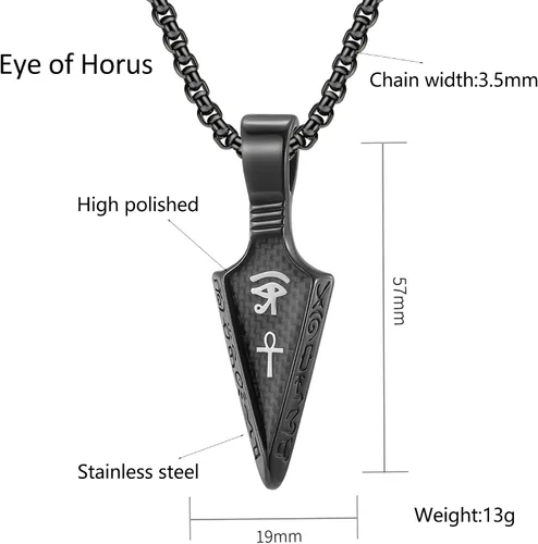 Miniatura 5 de Hanpeelry Collar de ojo de Horus Ankh Cruz con punta de flecha collares con colgante de lanza de amuleto de Egipto collar de talismán regalos