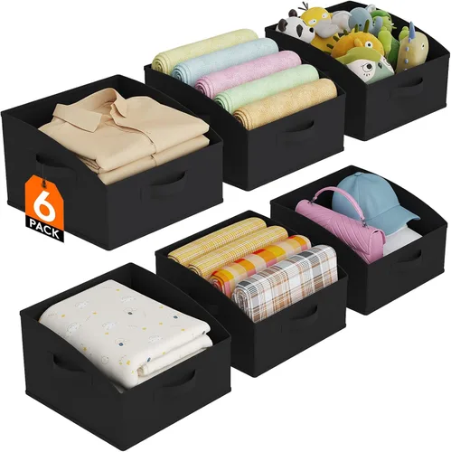 Miniatura 20 de Lifewit - Cestas organizadoras para armario, cestas trapezoidales medianas de almacenamiento para estante, paquete de 6 unidades, cestas