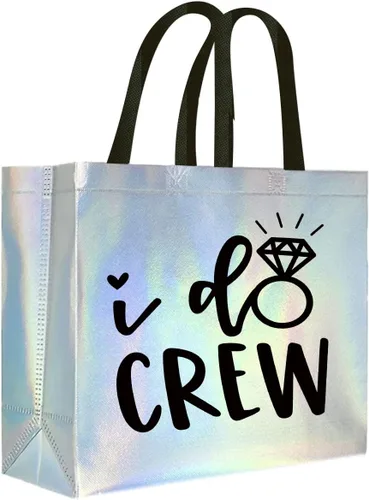 CUTERUI GIFTED 1 bolsa de regalo iridiscente I Do Crew no tejida para regalos de dama de honor, regalos de despedida de soltera, regalos de fiesta