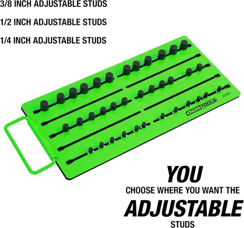 Miniatura 3 de OEMTOOLS 22389 Pro Bandeja magnética para dados, organizador de trinquete personalizable, pernos de accionamiento ajustables, organizador de juego