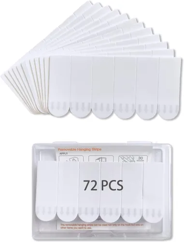 72 Tiras de Repuesto Pequeñas, Tiras Adhesivas para Colgar en la Pared sin Daños para Ganchos de Pared Interiores, Tiras Colgantes de Pared para