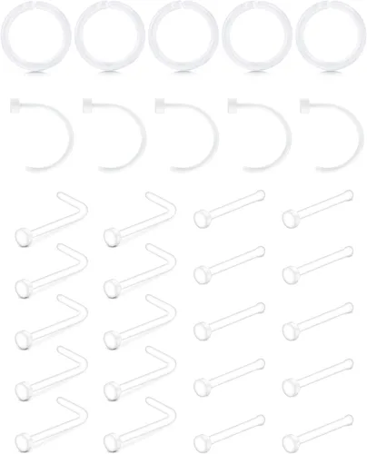 Miniatura 5 de JFORYOU Anillo de nariz acrílico transparente de 0.71 a 0.78 onzas (0.63-0.71 oz), joyería para el cuerpo para hombres y mujeres