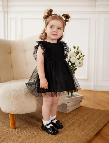 Miniatura 2 de PATPAT Vestido de tutú sin mangas de algodón para niña, vestido de encaje con volantes de malla