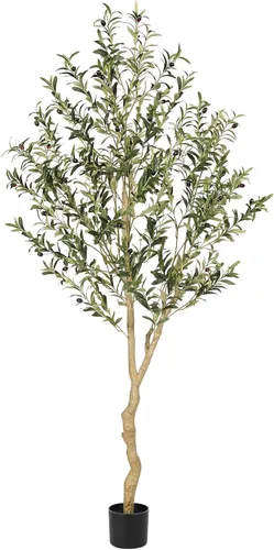 Miniatura 11 de Realead Árbol de olivo sintético de 4 pies – Plantas realistas de olivo de interior – Olivo falso con tronco grueso y frutas realistas – Olivos