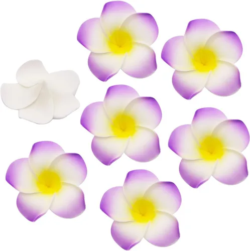 Miniatura 10 de 100 pétalos artificiales de plumeria rubra hawaiana de espuma de Frangipani de 1.6 pulgadas de diámetro, para decoración de bodas, fiestas (naranja)