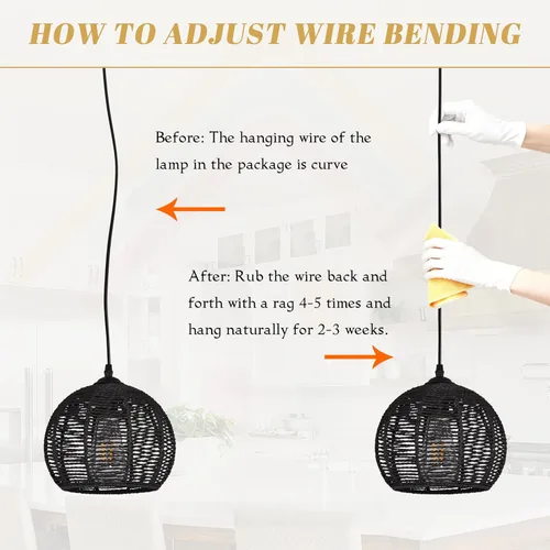 Miniatura 9 de Ayshwill Dec Lámpara de araña negra tejida estilo boho de ratán y mimbre con cúpula, lámpara colgante para comedor, dormitorio, isla de cocina