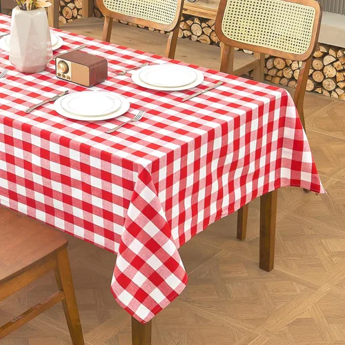 Miniatura 28 de Mantel rectangular de 71 x 55 pulgadas, lino sintético, sin arrugas, impermeable, color beige, para campamento, graduación, rectangular, para Lino
