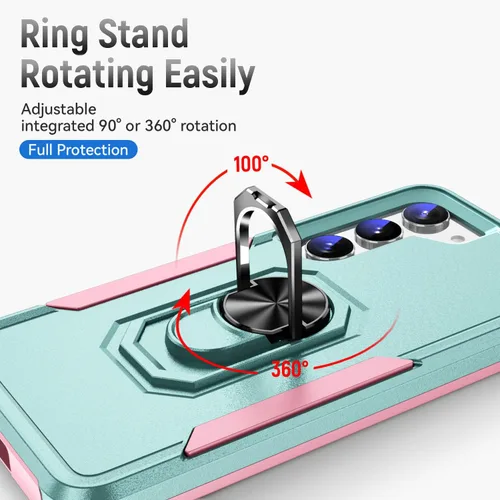 Miniatura 5 de Funda protectora diseñada para Galaxy S23 con soporte, a prueba de caídas militares, a prueba de golpes, a prueba de polvo, para Samsung S23, rosa