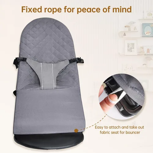 Miniatura 3 de Asiento de tela para gorila – para BabyBjorn Funda de repuesto compatible con BabyBjörn Bouncer Bliss, lavable a máquina (gris)