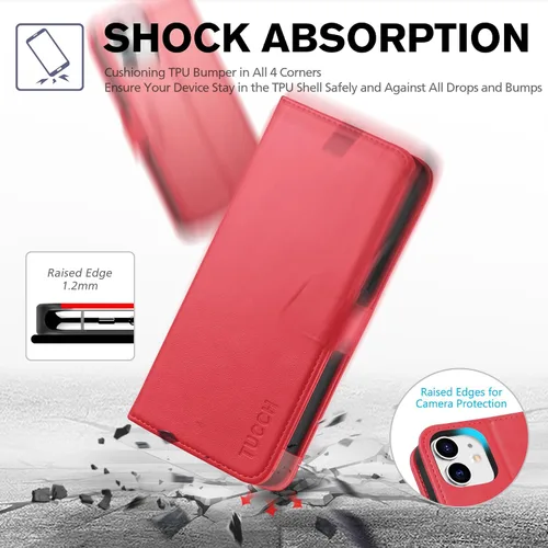 Miniatura 6 de TUCCH Funda tipo cartera para iPhone 12 Pro/12 5G, ranuras para tarjetas con bloqueo RFID, soporte [Funda interior a prueba de golpes de TPU], funda