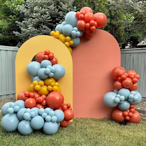 Miniatura 3 de Globos de arco iris bohemios, 60 unidades, retro, verde azulado, azul, rosa rubor, rosa, naranja oscuro, naranja claro, amarillo, verde salvia, azul