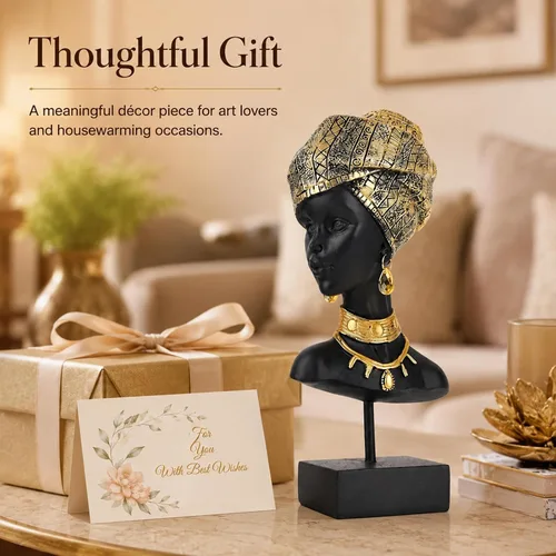 Miniatura 7 de Estatua africana y esculturas para decoración del hogar, figuras tribales de dama africana, estatuas de cabeza, estatua de busto americano, acento