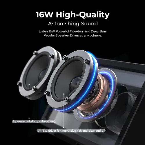 Miniatura 2 de JAYINE Altavoz Bluetooth portátil de casete, altavoces minimalistas de 16 W, Bluetooth inalámbrico potente, sonido potente HD y amplia Negro