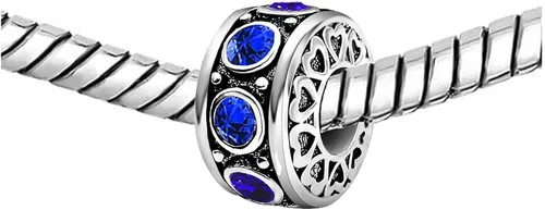 Miniatura 2 de KunBead Dijes de cuentas de plata con corazón de piedra natal para cumpleaños, pulseras y collares para mujer, Cristal