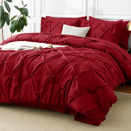 Miniatura 46 de CozyLux - Juego de ropa de cama con pliegues plisados de 7 piezas en una bolsa; edredón tamaño King para todas las estaciones, sábanas, fundas